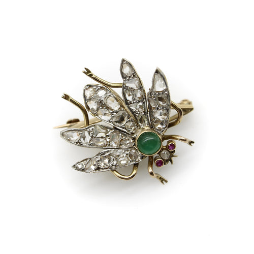 Broche Broche victorienne insecte en or 14k et diamants taille rose 58 Facettes A2001O