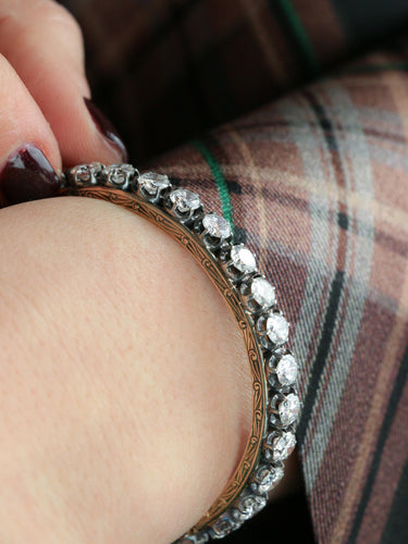 Bracelet Bracelet jonc vintage en or 14K et argent, diamants 12 ct 58 Facettes 1088