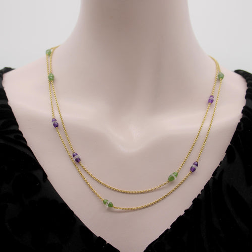 Collier Époque victorienne - Collier sautoir station en or 14 carats et améthystes 58 Facettes A2001N