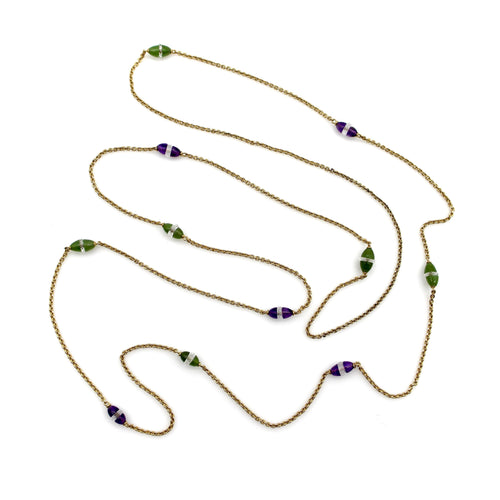 Collier Époque victorienne - Collier sautoir station en or 14 carats et améthystes 58 Facettes A2001N