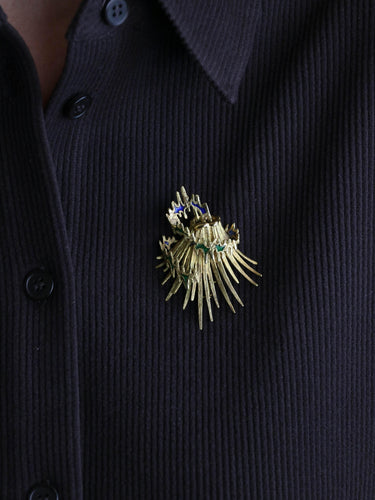 Broche Becker & Brasier - Broche volcan en or jaune 18 carats et émail 58 Facettes 1210.4