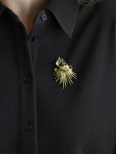 Broche Becker & Brasier - Broche volcan en or jaune 18 carats et émail 58 Facettes 1210.4