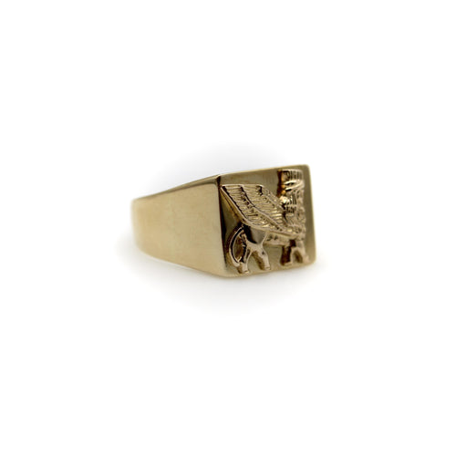 Bague Bague chevalière vintage Lamassu en or jaune 18 carats 58 Facettes A2001U