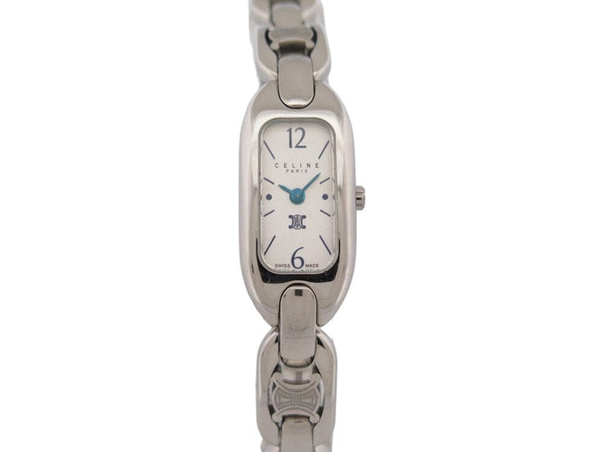 Montre Celine Macadam Triomphe - Montre classique quartz 35 mm en acier palladié 58 Facettes 267061