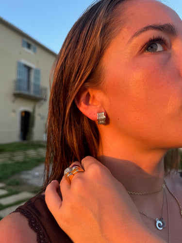 Boucles d'oreilles Boucles d’oreilles vintage en or blanc 18k et diamants 58 Facettes