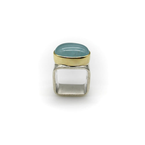 Bague Gabriel Ofiesh - Bague moderniste en or 18k et argent avec aigue-marine 58 Facettes