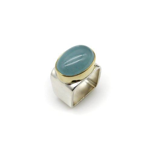 Bague Gabriel Ofiesh - Bague moderniste en or 18k et argent avec aigue-marine 58 Facettes