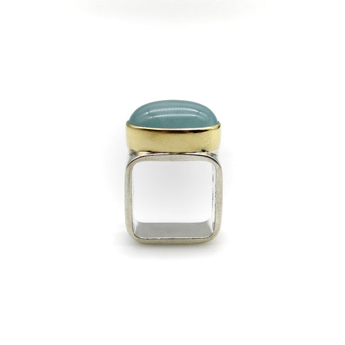 Bague Gabriel Ofiesh - Bague moderniste en or 18k et argent avec aigue-marine 58 Facettes