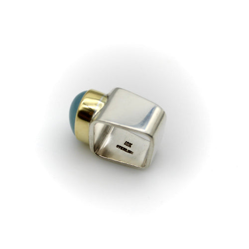 Bague Gabriel Ofiesh - Bague moderniste en or 18k et argent avec aigue-marine 58 Facettes