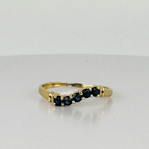 Bague Bague chevron vintage en or jaune 14 carats et saphirs bleus 58 Facettes 2505009