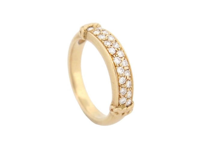 Bague 52 Alliance jonc demi-sertie 20 diamants 0,3 ct en or jaune 18k, T52 58 Facettes 272441