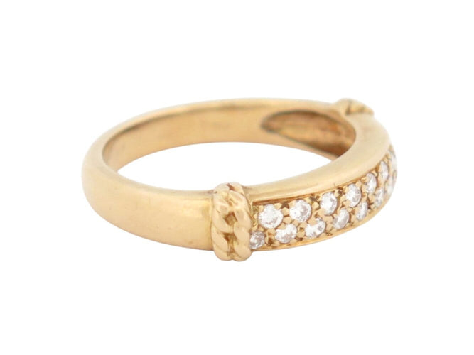 Bague 52 Alliance jonc demi-sertie 20 diamants 0,3 ct en or jaune 18k, T52 58 Facettes 272441