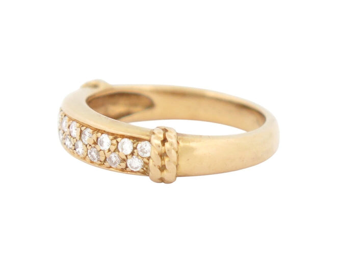 Bague 52 Alliance jonc demi-sertie 20 diamants 0,3 ct en or jaune 18k, T52 58 Facettes 272441