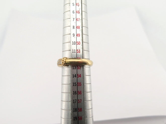 Bague 52 Alliance jonc demi-sertie 20 diamants 0,3 ct en or jaune 18k, T52 58 Facettes 272441