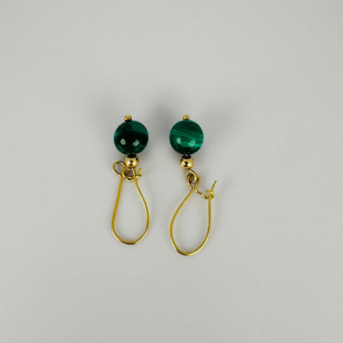 Boucles d'oreilles Boucles d’oreilles vintage en or jaune 18k et malachite verte 58 Facettes 2505019