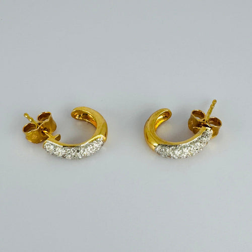 Boucles d'oreilles Boucles d’oreilles créoles vintage en or jaune 18 carats et diamants 58 Facettes 2505011