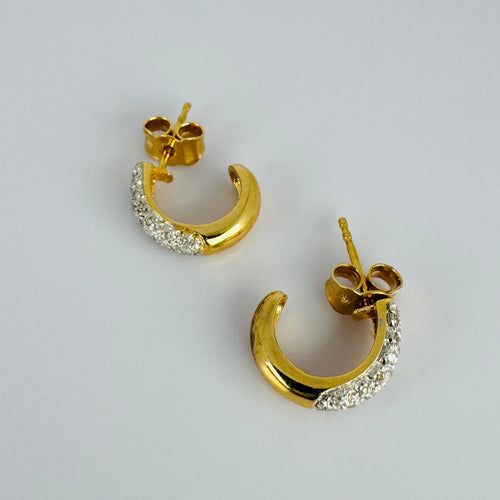 Boucles d'oreilles Boucles d’oreilles créoles vintage en or jaune 18 carats et diamants 58 Facettes 2505011
