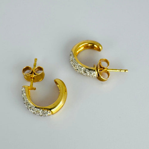 Boucles d'oreilles Boucles d’oreilles créoles vintage en or jaune 18 carats et diamants 58 Facettes 2505011