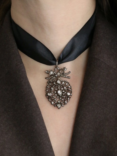 Pendentif Pendentif ancien cœur flamand en or, argent et diamants taille rose 58 Facettes 1113.6