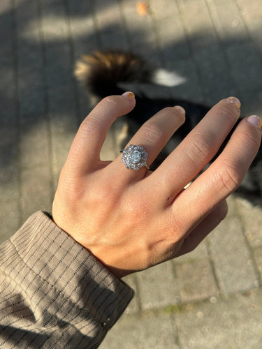 Bague 51.5 Bague Art déco en or blanc 18k et diamants 58 Facettes