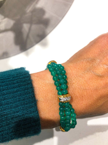 Bracelet Van Cleef & Arpels - Bracelet en or jaune et chrysoprase pavé de diamants 58 Facettes