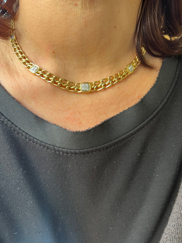 Collier Aldebert - Collier maille gourmette en or jaune 18k et diamant 58 Facettes 1