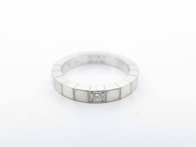 Bague 51 Cartier Lanières - Bague en or blanc 18k avec diamant 0,05 ct, taille 51 58 Facettes 249804