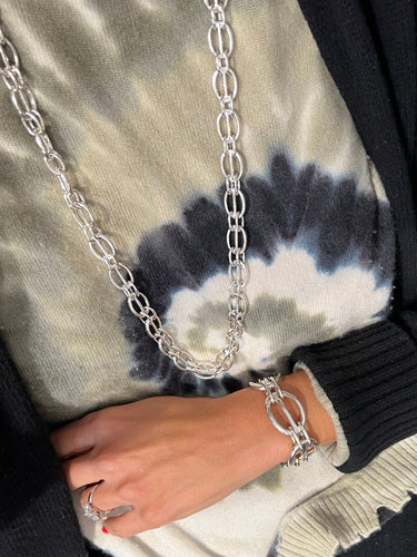 Collier Hermès - Sautoir à motifs ovales en argent 925 58 Facettes 1