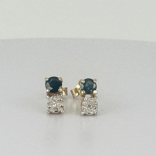 Boucles d'oreilles Boucles d’oreilles vintage en or jaune 14K, saphirs bleus et diamants 58 Facettes 2508002