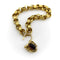 Bracelet Bracelet à maillons rolo avec cadenas cœur en or jaune 14k et grenat 58 Facettes