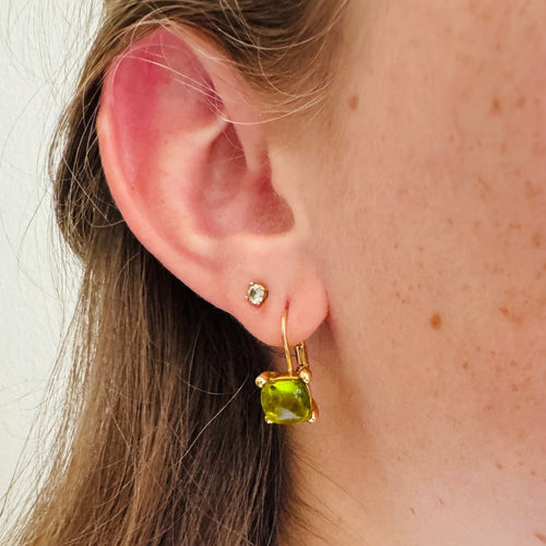 Boucles d'oreilles Boucles d’oreilles vintage à verre vert 58 Facettes 2508016