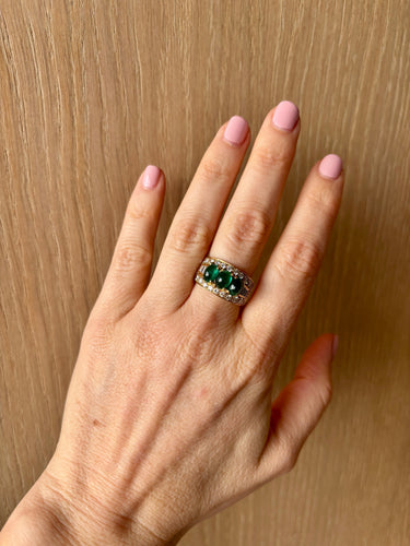 Bague Bulgari Trombino - Bague en or jaune 18k, émeraudes et diamants 58 Facettes