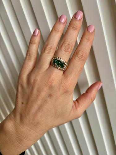 Bague Bulgari Trombino - Bague en or jaune 18k, émeraudes et diamants 58 Facettes