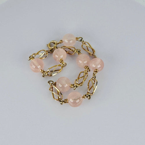 Bracelet Bracelet vintage en or jaune 14 carats et quartz rose 58 Facettes 2508034