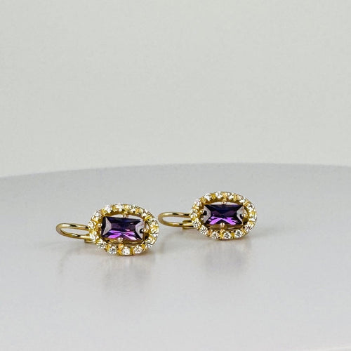 Boucles d'oreilles Boucles d’oreilles vintage en or jaune 14k, améthyste et saphirs blancs 58 Facettes 2508001