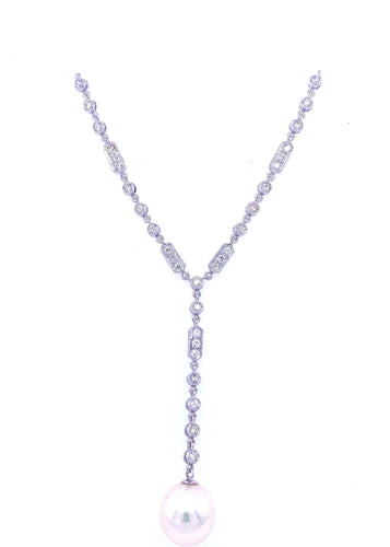 Collier Art déco - Collier pendentif en or blanc 18 carats avec diamants 58 Facettes