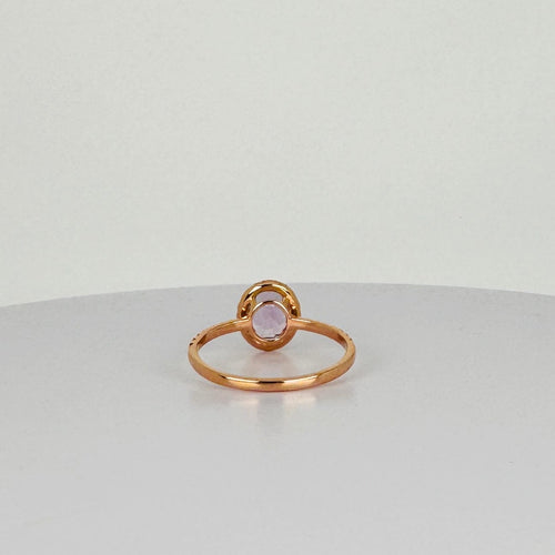 Bague Bague vintage en or rose 18k avec améthyste et saphirs blancs 58 Facettes 2508010
