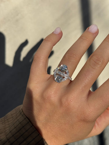 Bague 54.5 Bague Toi et moi en or blanc 18k et diamants 58 Facettes