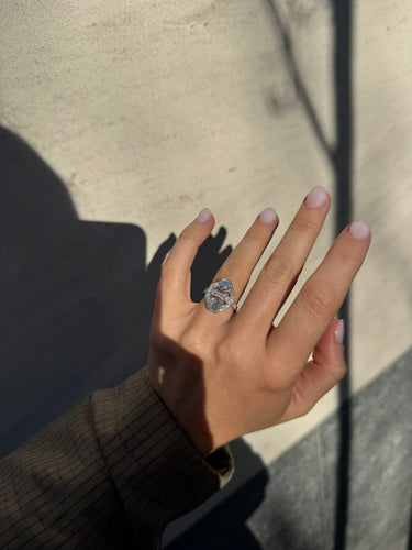 Bague 54.5 Bague Toi et moi en or blanc 18k et diamants 58 Facettes