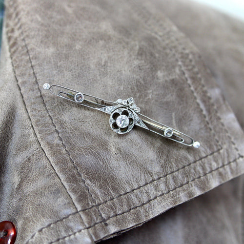 Broche Broche barrette russe pré-révolutionnaire en or 14K et diamants 58 Facettes