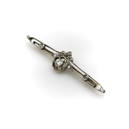 Broche Broche barrette russe pré-révolutionnaire en or 14K et diamants 58 Facettes