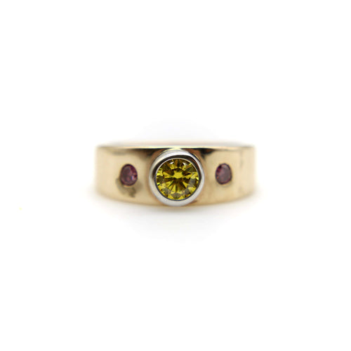 Bague MWM Goldsmithing - Bague en or jaune 14k et diamants roses 58 Facettes