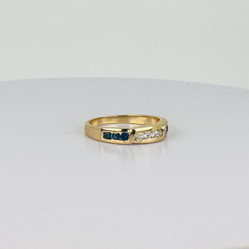 Bague Bague vintage en or jaune 18 carats avec diamants et saphirs bleus 58 Facettes 2310016