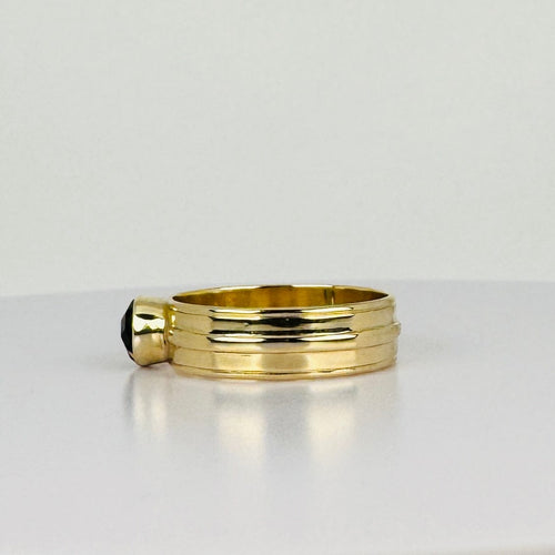 Bague Bague vintage en or jaune 14 carats et quartz fumé 58 Facettes 2501021