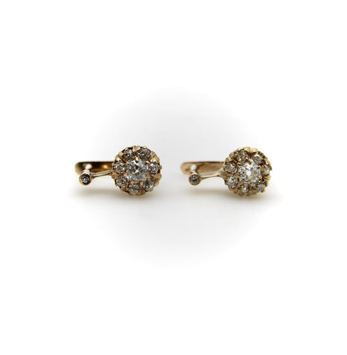 Boucles d'oreilles Boucles d'oreilles pendantes fleurs victoriennes en or 18k et diamants 58 Facettes