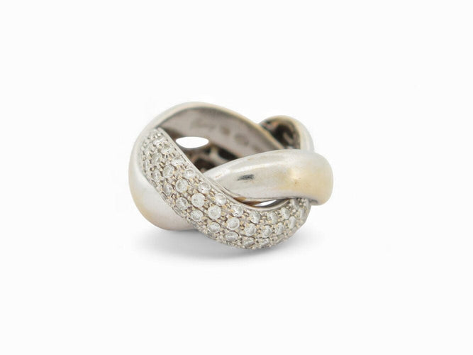 Bague 47 Poiray Tresse - Bague GM en or blanc 18k et diamants 1 ct 58 Facettes 268752