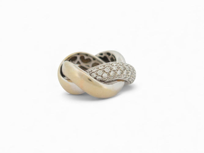 Bague 47 Poiray Tresse - Bague GM en or blanc 18k et diamants 1 ct 58 Facettes 268752