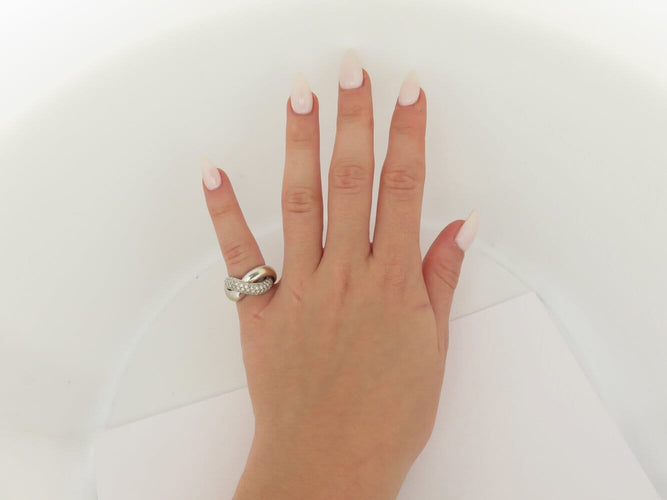 Bague 47 Poiray Tresse - Bague GM en or blanc 18k et diamants 1 ct 58 Facettes 268752