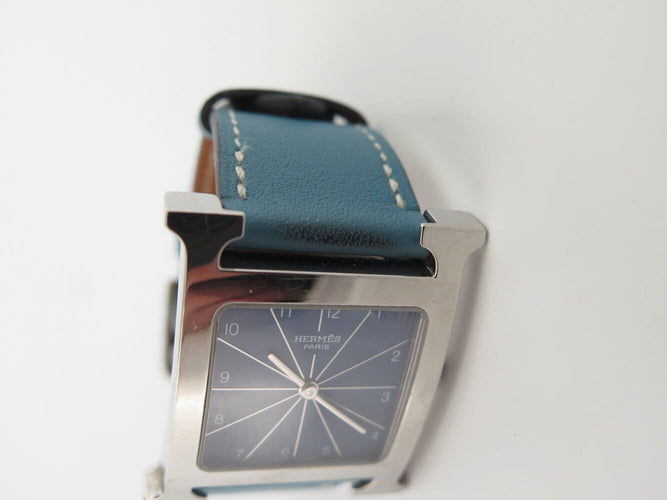Montre montre HERMES heure h hh1.510 quartz 34 mm en acier et cuir bleu 58 Facettes 272965