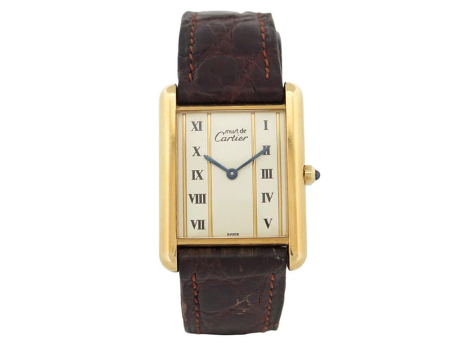 Montre vintage montre CARTIER tank must 681006 vermeil plaque or quartz plated 58 Facettes 272827